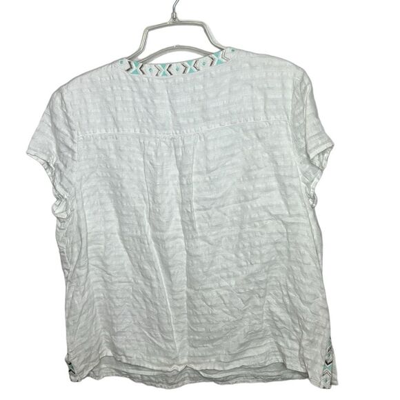 Vineyard Vines 100% Linen V-Neck Embroidered Bohemian Top. Size XL. - Picture 5 of 8